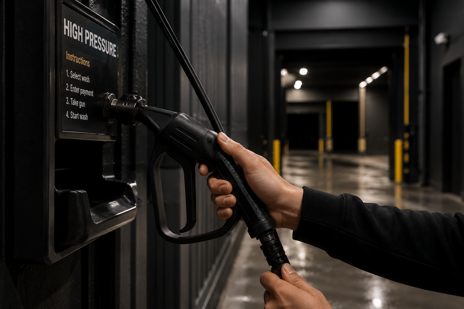Modern self-serve car wash bay